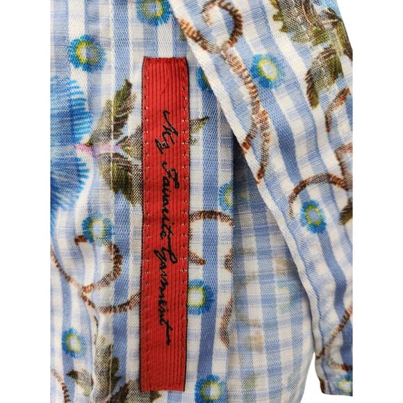 Luchiano Visconti Men's blue multicolor button up dress shirt - Picture 5 of 7